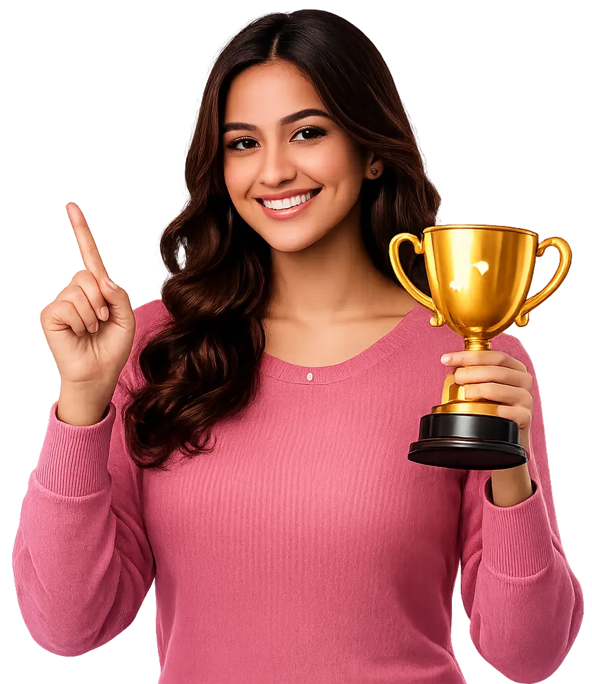 Loopzey creator holding a trophy